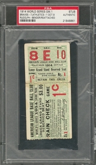1914 World Series Game 1 Ticket Stub From 10/9/1914 (PSA)